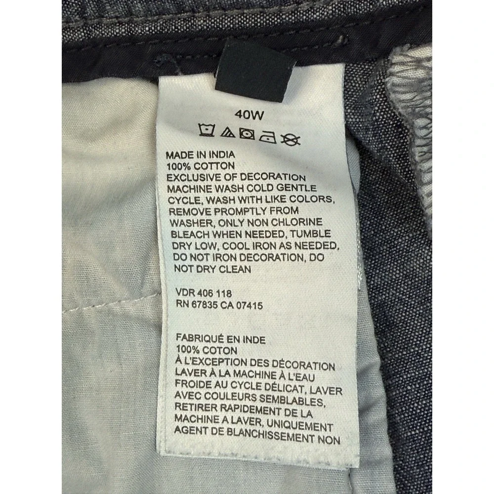 Nautica Men's  Size 40 Chambray Shorts Classic Fit Flat Front Indigo 8